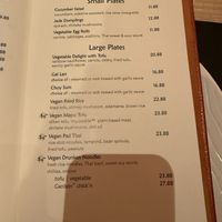 Vegan menu  at Wynn Hotel - Wazuzu in Las Vegas