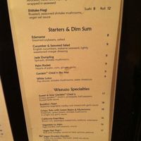 Veg menu at Wynn Hotel - Wazuzu in Las Vegas