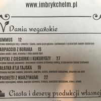 Vegan options on the menu at Imbryk Cafe & Lunch in Chelm