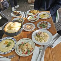 All sort of mezze ordered at Cafe Pilz in Berlin