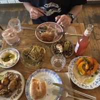 Kale, pumpkin, potatoes, Labneh, Mujadarra  at Cafe Pilz in Berlin