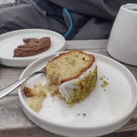 Vegan lemon pistachio cake 😋👍 at Twenty Twenty Coffee in Hvide Sande