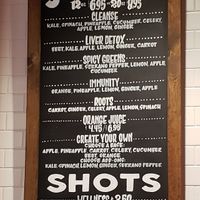 Juice menu at The Blend in Oxnard
