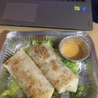 Vegan seitan 'chicken' rolls at Vegantrii in Amman