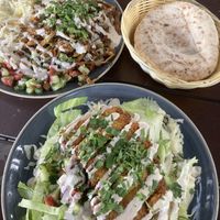 Schnitzel Salate und shawarma Teller    at Dominion Food Revolution in Frankfurt
