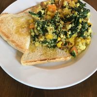 Vegan curry scramble quinoa/tofu $9.50 at Satsuma Cafe - Dauphine St in New Orleans
