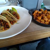 Breakfast tacos and dude of potatoes at Satsuma Cafe - Dauphine St in New Orleans