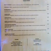 menu, April 22 at Twisted Tomato in Auckland