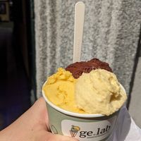 Vegan chocolate, mango and passion fruit at Gelab Gelateria in Como