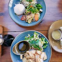 Daily suggestion with tofu, garlic & chili  along with the vegan Bun Dau at Herr Dang in Potsdam