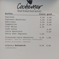 Aufpreis Hafermilch Juli 2025 at Cochemer Kaffeerösterei in Cochem