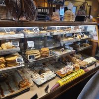 The bakery case... no vegan options at Calico Cupboard Cafe and Bakery in La Conner