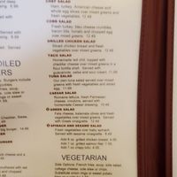 Menu with salads and veg options at The Albany in Cheyenne
