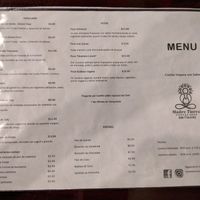Menu at Madre Tierra in Caguas