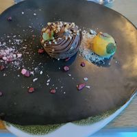 Hazelnut cream with passion sorbet at Restavracija Sunrose 7 in Bohinjska Bistrica