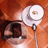 Banana Cake & Matcha Latte at Seed in Luxembourg City