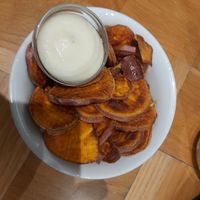 Sweet potato chips and mayo at Seed in Luxembourg City