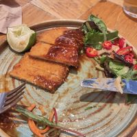 Vegan schnitzel and salad (forgot to take a photo before I started) very tasty at Seed in Luxembourg City