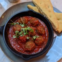 Vegan meatballs at Lucia in York