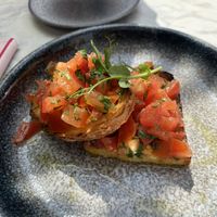 Vegan tomato bruschetta   at Lucia in York