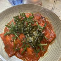 Vegan feta and mushroom ravioli   at Lucia in York