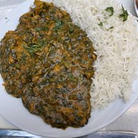 Vegan chicken with spinach  at Veggie House in Weiterstadt