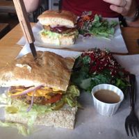 Bacun-Cheeseburger with a kale salad...soooo good! at Boon Burger Cafe in Winnipeg