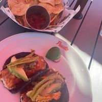 Two vegetarian tacos at Puesto At The Headquarters in San Diego