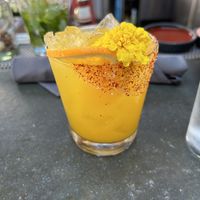 Mango margarita with Tajin rimce  at Puesto At The Headquarters in San Diego