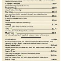 Menu 1  at Switchback in Durango