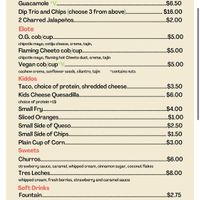 Menu 2  at Switchback in Durango