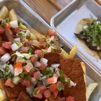 Vegan switch fries with tofu   at Switchback in Durango