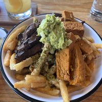 Switchback fries (half tofu / half mushroom)  at Switchback in Durango