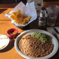 Beans, guacamole and corn tortillas with chips and salsa at La Fonda Lopez in Twisp