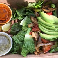 Vegetarian fajita tostada - (not on the menu and asked for it without dairy )  at La Fonda Lopez in Twisp