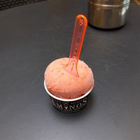 Strawberry sorbet at Aminos Crêperie & Gelateria in Bern