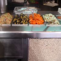 some of the veggies you can add to your falafel :P at Maoz - Saint Andre des Arts in Paris