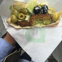 Vegan falafel with hummus  at Maoz - Saint Andre des Arts in Paris