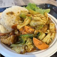 Peanut sauce with veges and tofu  at Ginger and Spice in Chippendale