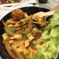 Peanut satay veges and tofu with ricee  at Ginger and Spice in Chippendale