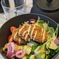Mediterranean Buddha bowl at Fotis All Day Bar in Naoussa