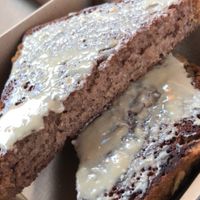 Vegan banana bread with cashew/coconut cream  at Market Organics in Rocklea