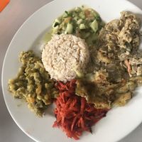 Main plate of meal of day at Delicias Naturales in Popayan