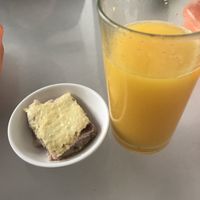 Juice and small desert that came with meal of day at Delicias Naturales in Popayan