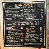 Menu  at Café Mellemfolk in Aarhus