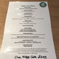 Vegan menu  at Stiles in Ambleside