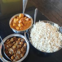 Chana Masala (vegan) and the Paneer Masala (vegetarian) at Cafe India in Visalia