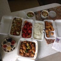 The food with sauces  at Red Dragon in Spokane