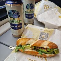 Ciders bought elsewhere, avocado roll and planted curry, both really good! at Brezelkönig - Shopville Gessnerallee in Zurich