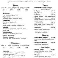 Vegan Menu at Bellavita Pizzeria in Allenby Gardens